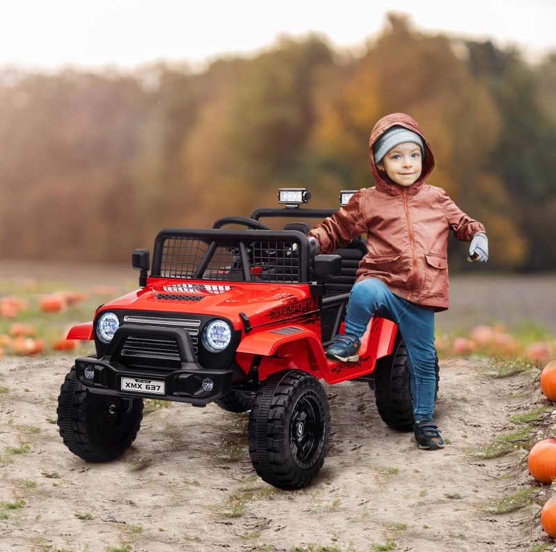 Elektrisches Kinderauto 109x67x68,5 Cm Aus Kunststoff, Rot, 12 V, Mit Fernbedienung – Meubliv