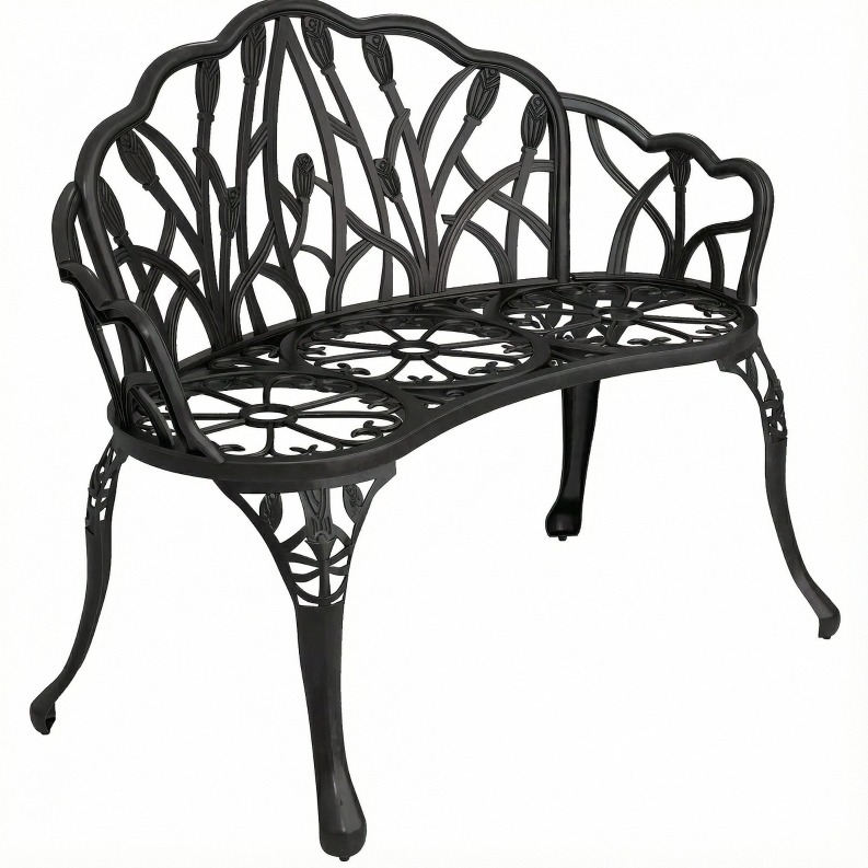 Banquette De Jardin 2 Places 99x57x78 Cm En Aluminium Noir, Stable Pour Terrasse - Meubliv