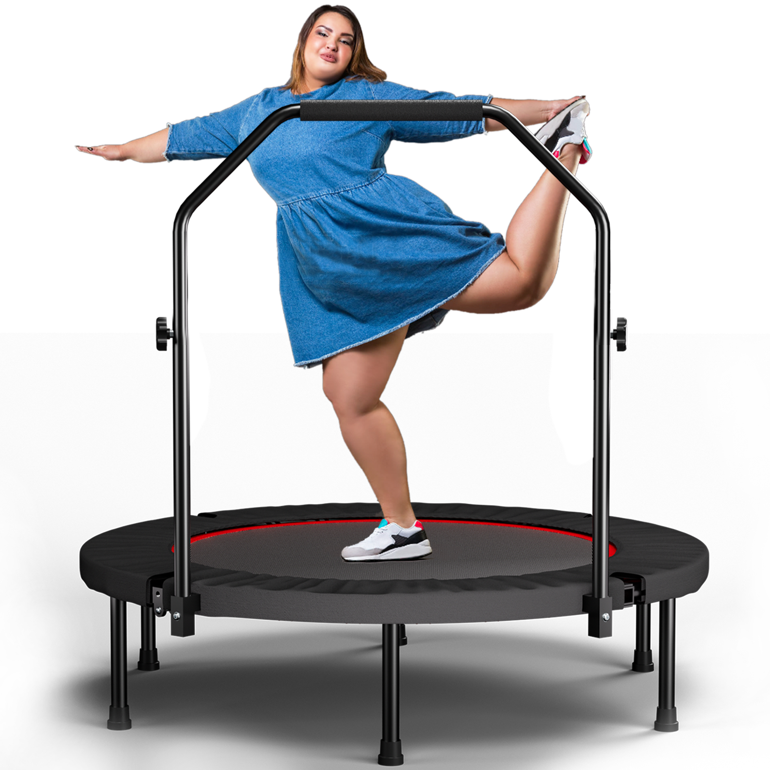 Trampoline Fitness Pliable 101 Cm Acier Noir Poignée Réglable Gain De Place – Meubliv