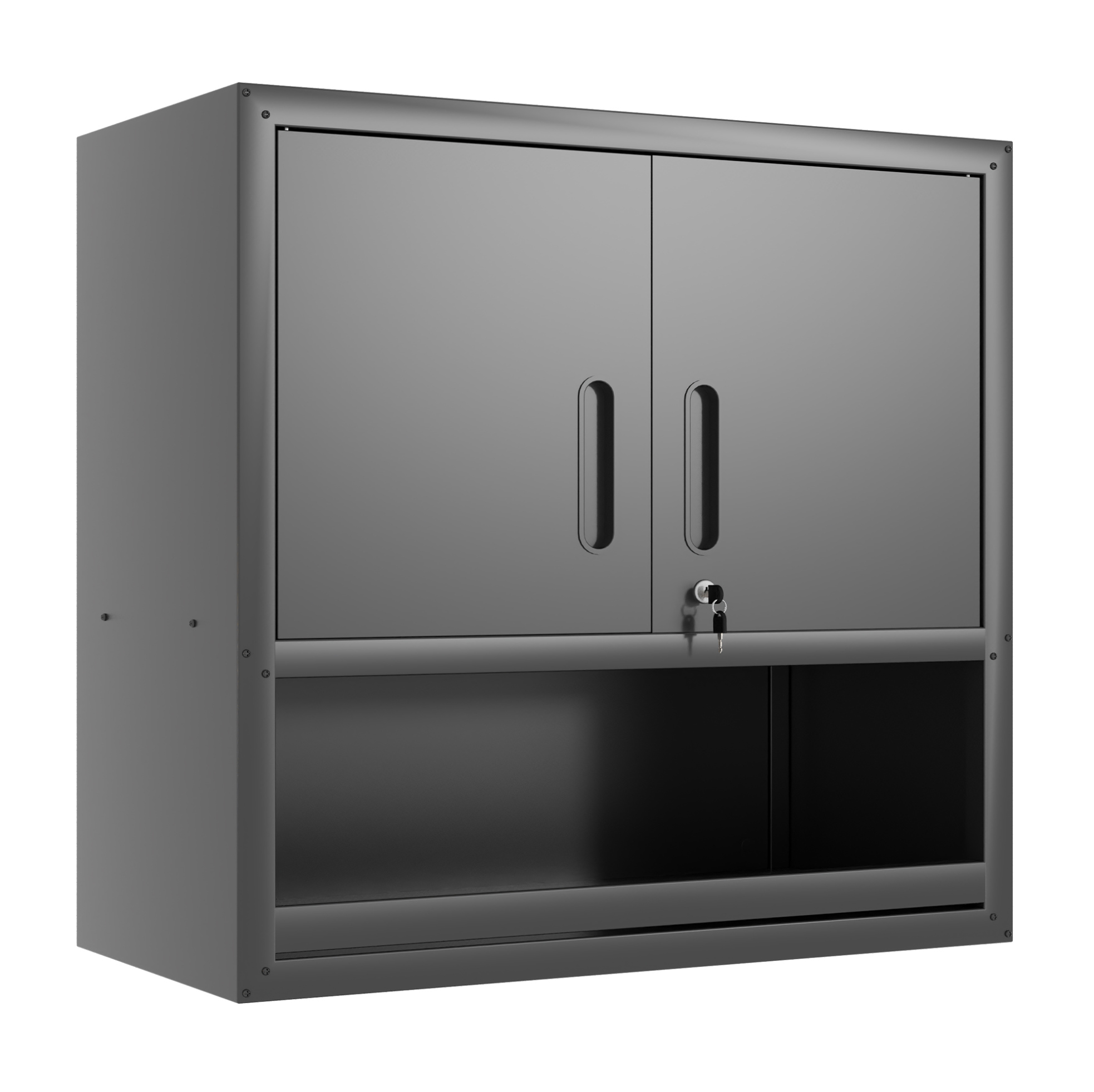 Werkzeug-wandschrank 75x30x77 Cm Aus Schwarzem Metall Mit Schloss Für Garage – Meubliv