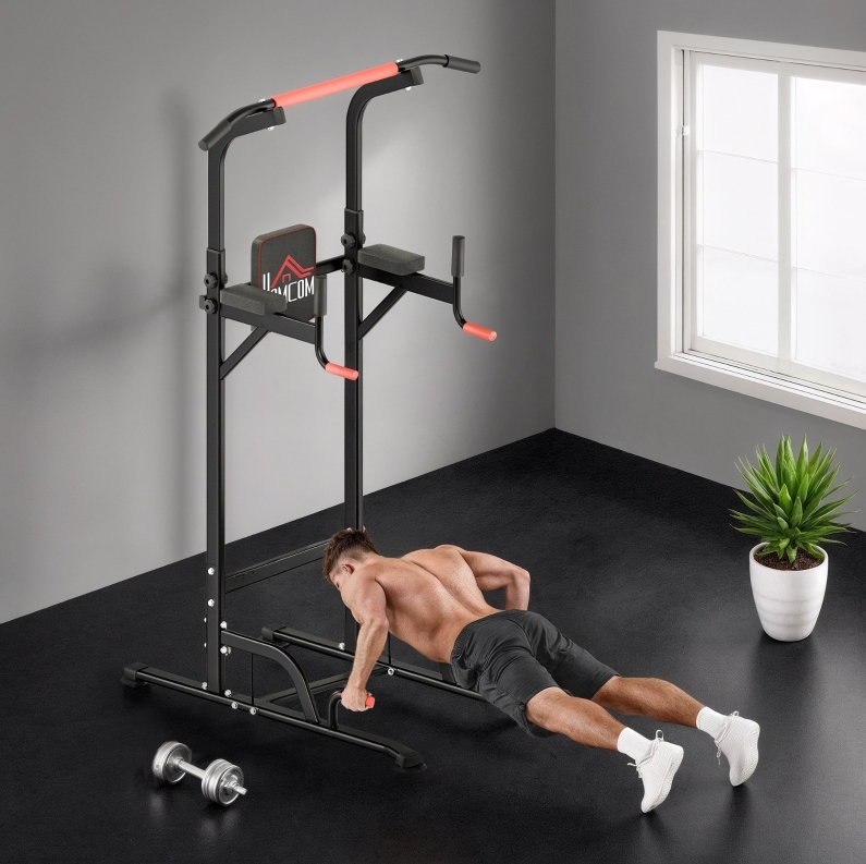Power Tower 123x74x239 Cm Aus Stahl In Schwarz Und Rot, Höhenverstellbar – Meubliv