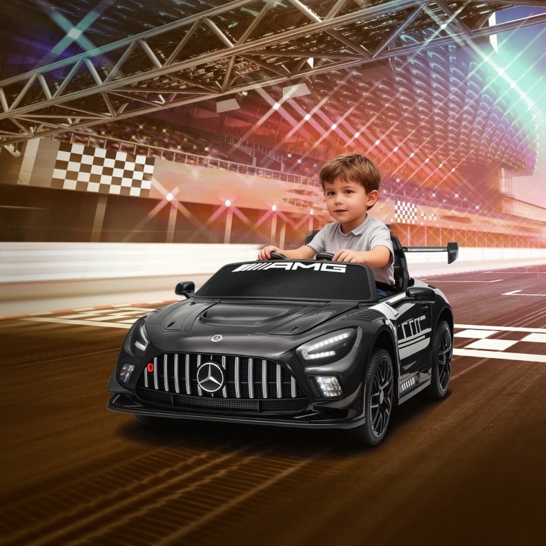 Kinder-elektroauto 115x66x44 Cm Kunststoff Schwarz Mit Led Und Fernbedienung – Meubliv