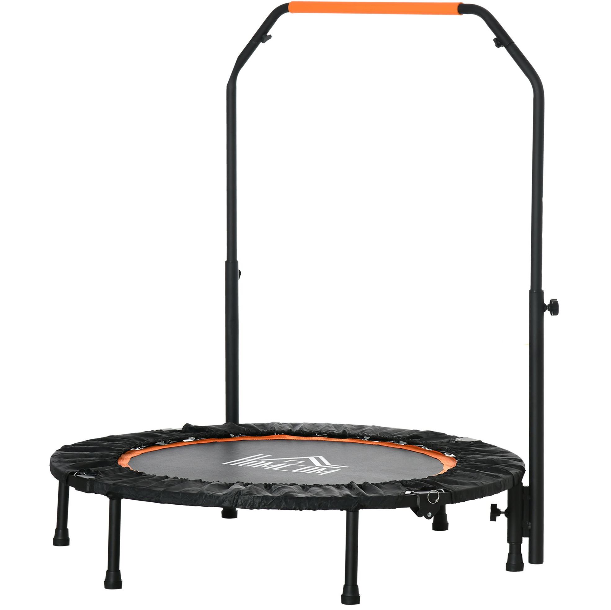 Fitness-minitrampolin Ø102 Cm Aus Schwarzem Stahl, Verstellbarer Griff, Platzsparend – Meubliv