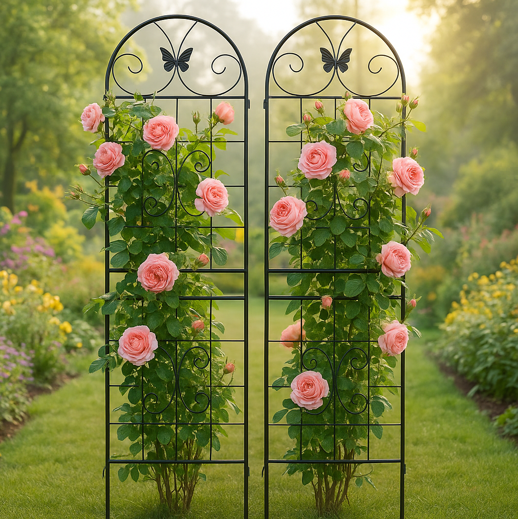 Gartenrankgitter 50x180 Cm Aus Schwarzem Metall, Rankhilfe Platzsparend – Meubliv