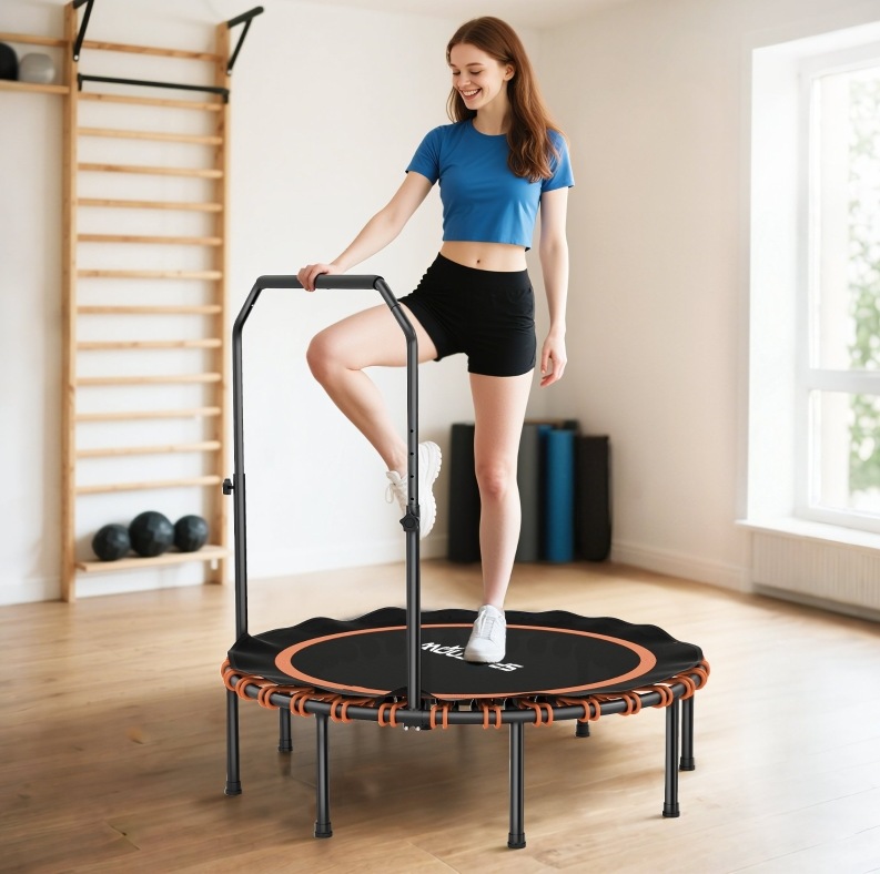Fitness-trampolin Ø122 X 109–129 Cm, Stahl, Schwarz/orange, Faltbar – Meubliv