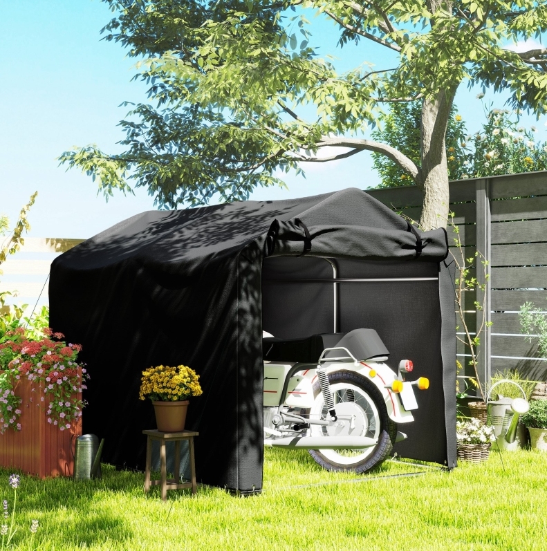 Garagenzelt 220x157x165 Cm Aus Schwarzem Metall, Wasserdicht, Platzsparend – Meubliv