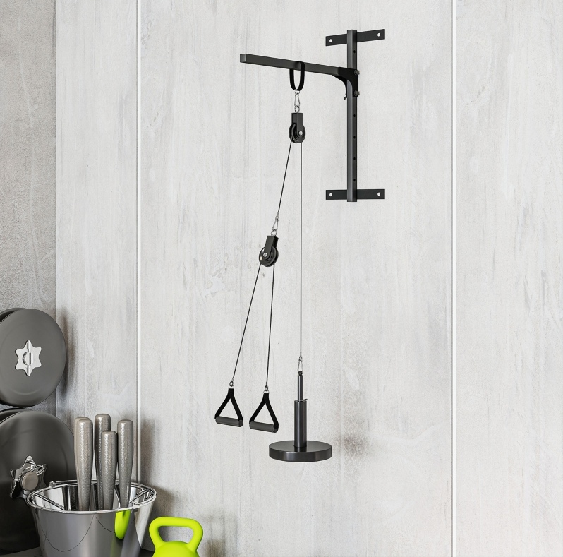 Kabelzug-pulleysystem 50 X 20,5 X 10 Cm Aus Schwarzem Stahl Für Home-gym – Meubliv