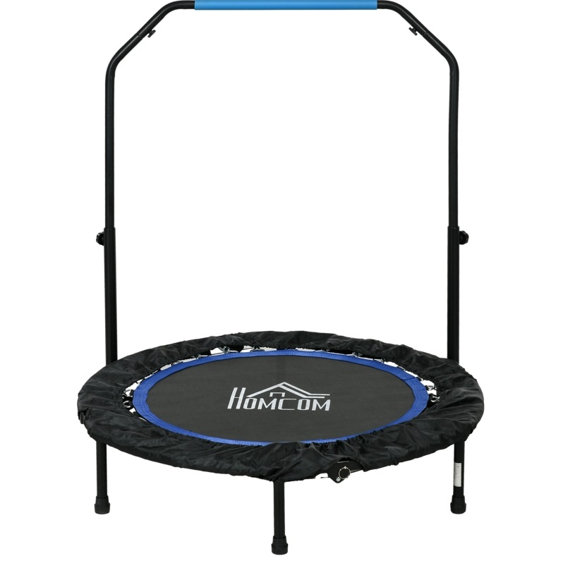 Klappbares Fitness-trampolin Ø102 Cm Aus Kunststoff Schwarz/blau Mit Verstellbarem Griff – Meubliv
