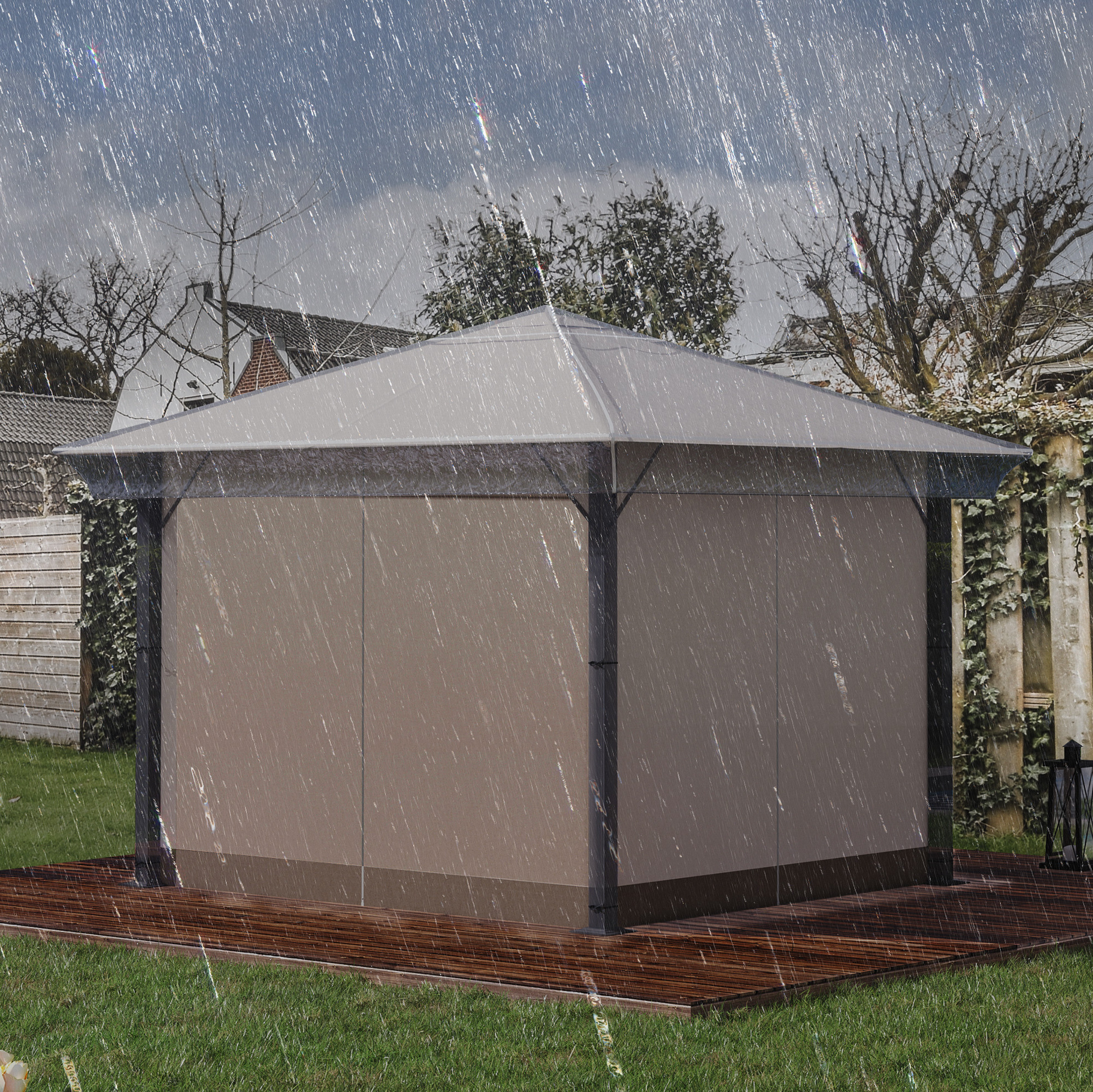 Pavillon-dach 300x300x80 Cm Aus Transparentem Kunststoff, Wasserdicht – Meubliv
