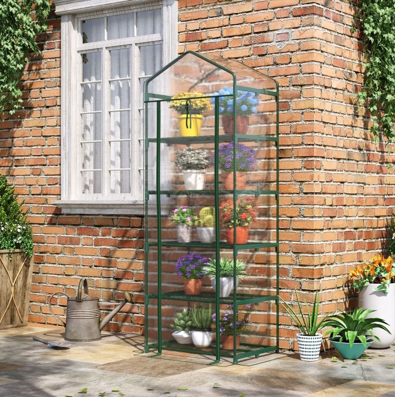 Mini-gewächshaus 69x49x193 Cm Aus Stahl Und Transparentem Kunststoff, 5 Ebenen – Meubliv