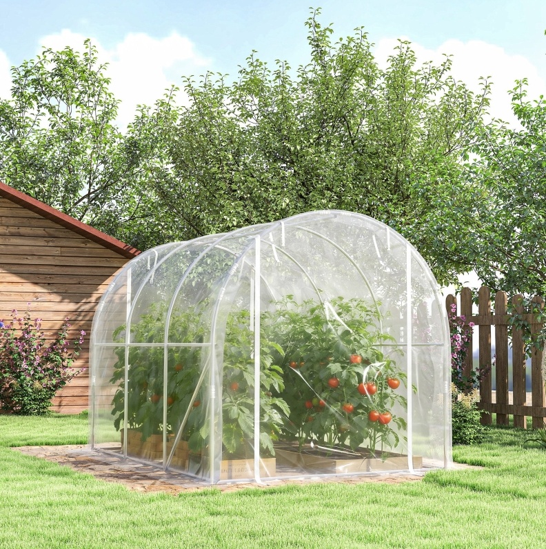Foliengewächshaus 195x295x195 Cm Aus Verzinktem Stahl, Transparent – Meubliv