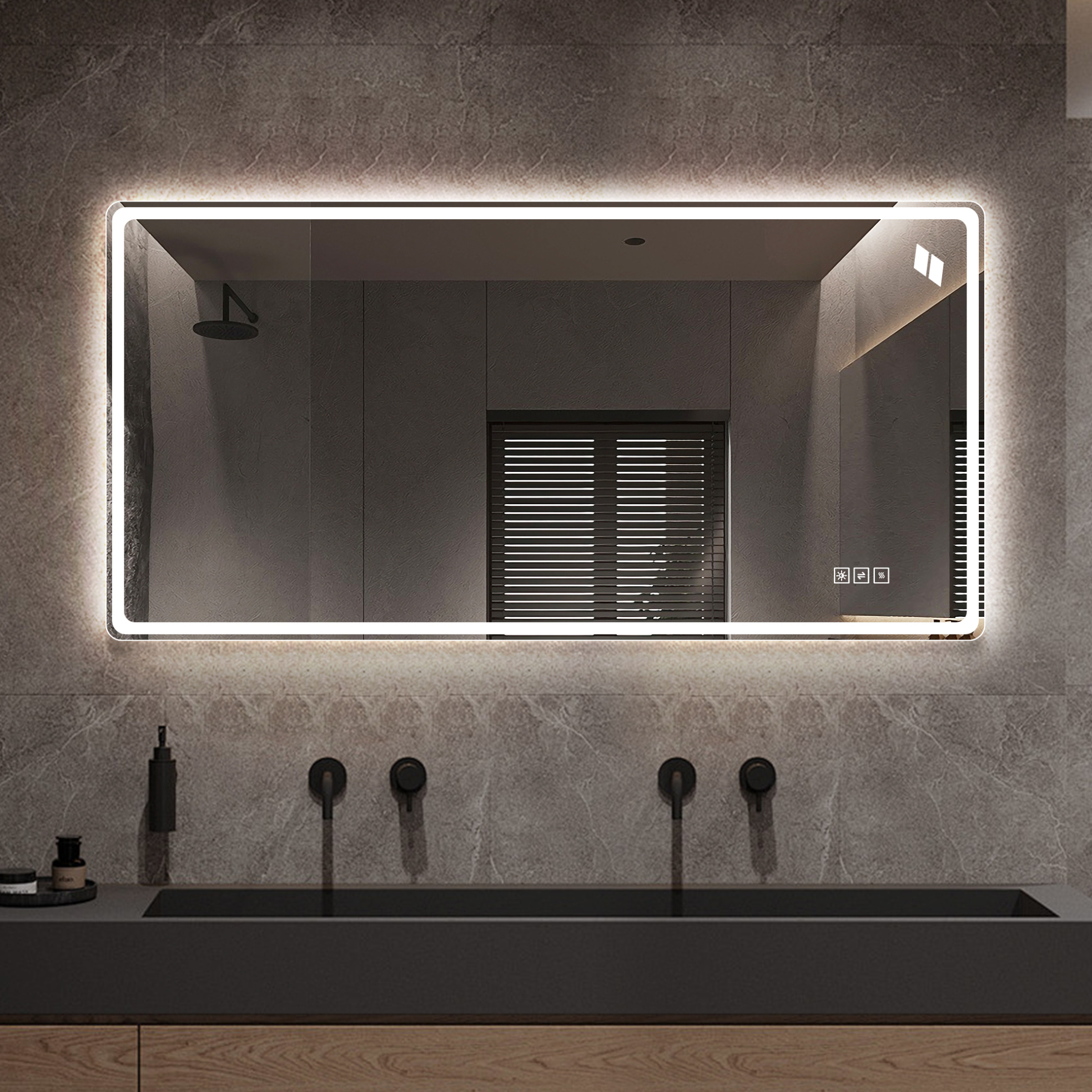 Led Bathroom Mirror 60×120 Cm Frameless Lighted Mirror, Front & Backlit Wall Mirror With Dimmable Touch Control, 3 Color Temperatures (3000k-6000k), Anti-fog, Hd Copper-free Glass, Vertical Or Horizon