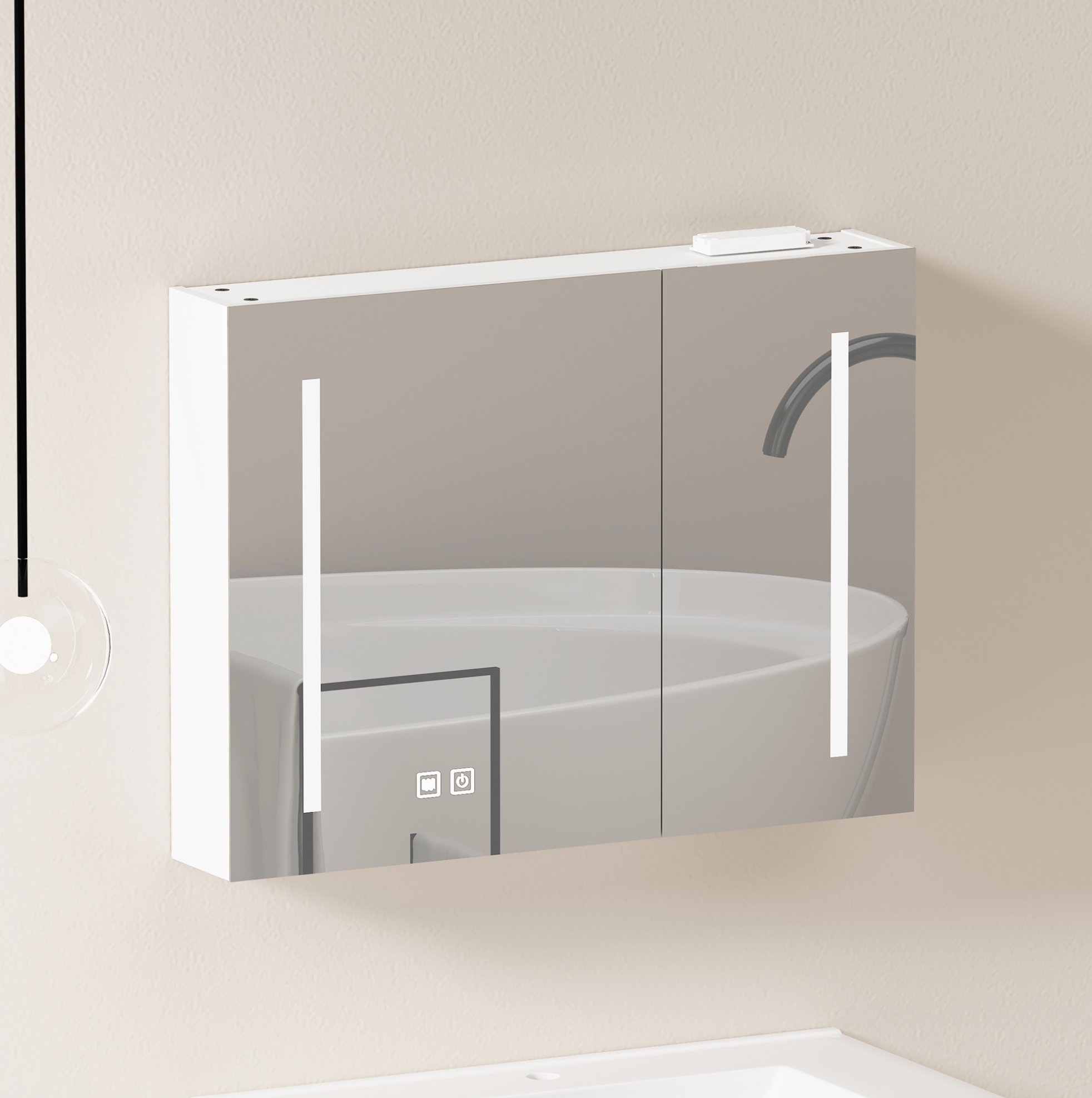 Armoire Miroir Led Murale 80x13,8x60 Cm Mdf Blanc – Meubliv