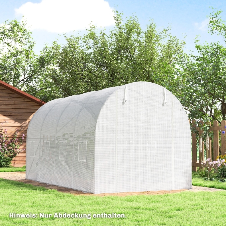 Gewächshausfolie 400x200x200 Cm Aus Weißem Polyethylen, 8 Fenster – Meubliv