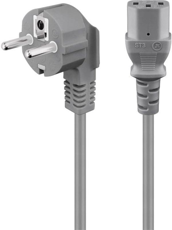 Pro Cold-device connection cord angled 2 m grey
