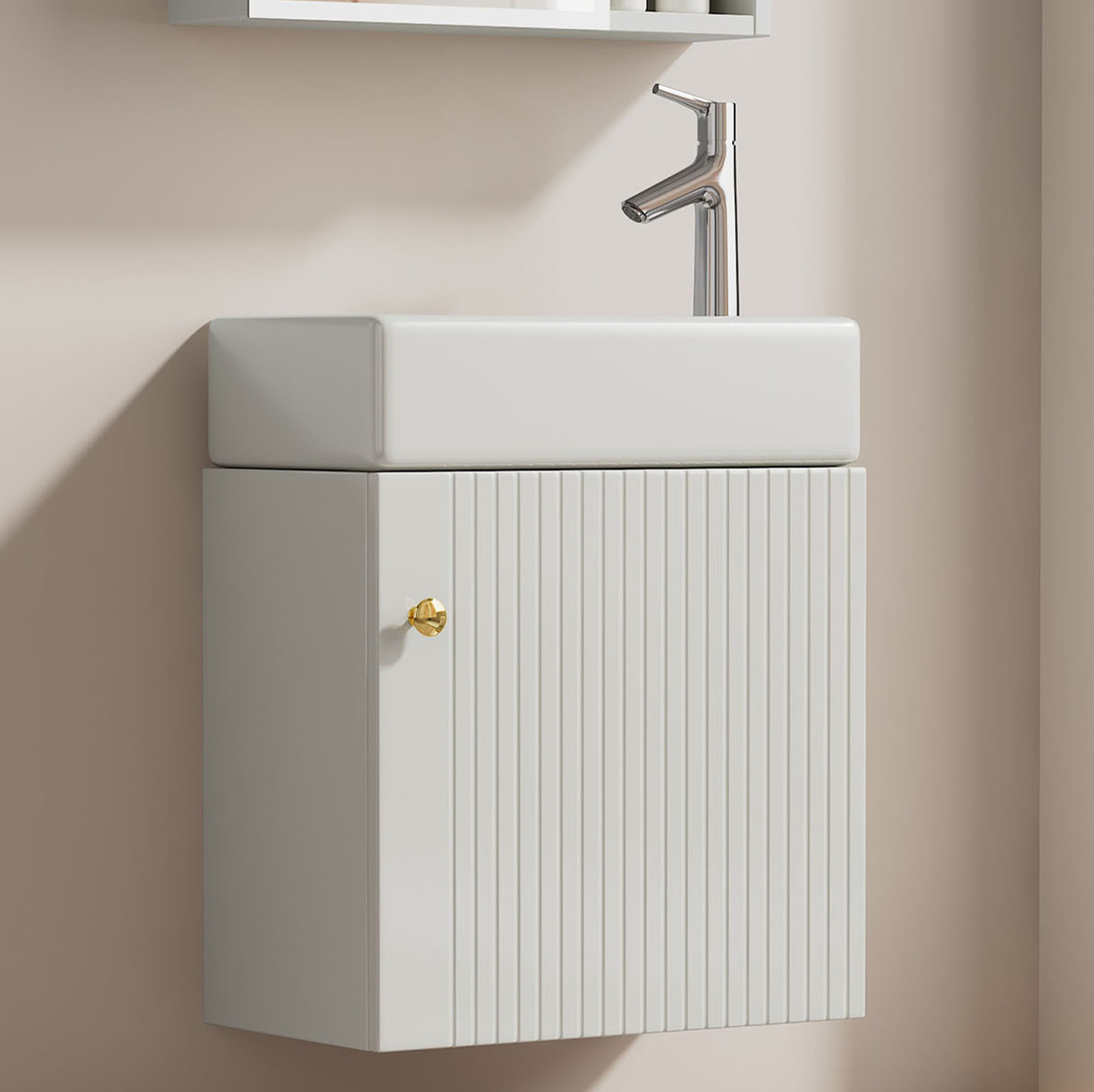 Hängender Waschtischunterschrank 46 X 26 X 56 Cm Aus Weißem Mdf Mit Keramikbecken