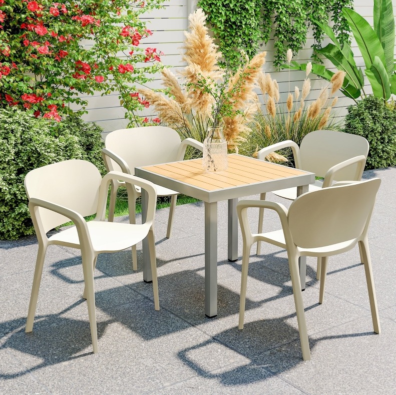 4er-set Gartenstühle 60 X 56 X 75 Cm Aus Weißem Kunststoff, Stapelbar, Montagefrei – Meubliv