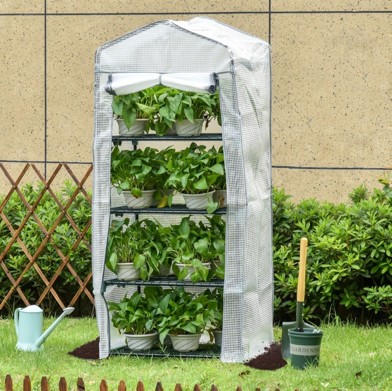 Mini-gewächshaus 70x50x160 Cm Aus Weißem Polyethylen, 4 Ebenen – Meubliv