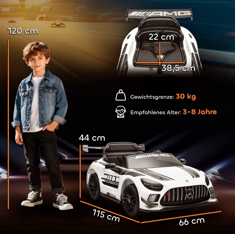 Elektrisches Kinderauto Mercedes Amg 115x66x44 Cm Kunststoff Weiß, 2,4g – Meubliv