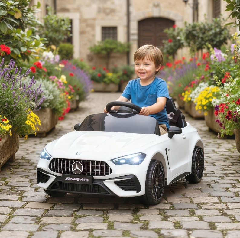 Elektrisches Kinderauto 99x55x43 Cm Aus Kunststoff, Weiß, Mit Fernbedienung – Meubliv