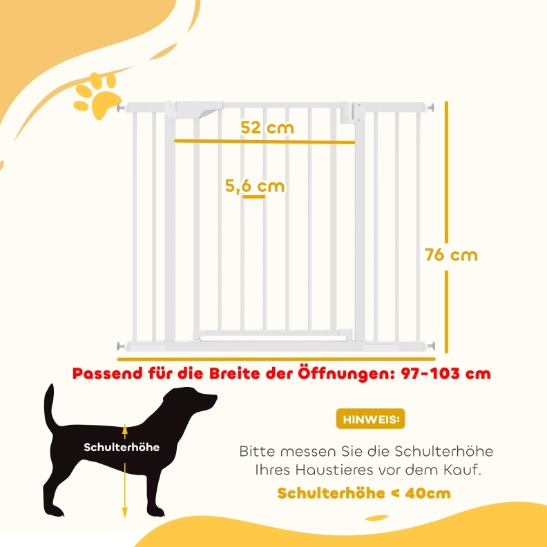 Sicherheitsgitter 76–103x76 Cm Aus Stahl, Weiß, Auto-close Für Treppe – Meubliv