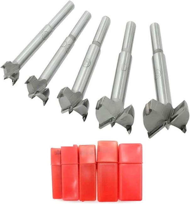 5-teiliges Holzbearbeitungsbohrer-set, 15-35 Mm, Klappbarer Hartmetallbohrer, Zum Bohren Von Löchern In Hss-kohlenstofffaser-flachklingen, Rundschaft.