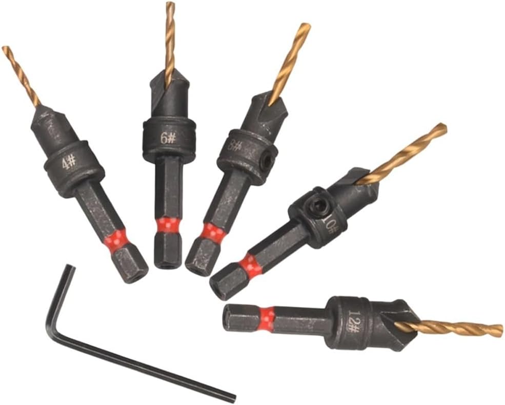 Ein Set Aus 5 Kegelbohrern Mit Einstellbarer Bohrtiefe, Geeignet Für Holzbearbeitung, Sechskantschaft, Kompatibel Mit Handbohrmaschinen/tischbohrmaschinen/lithium-ionen-bohrmaschinen.