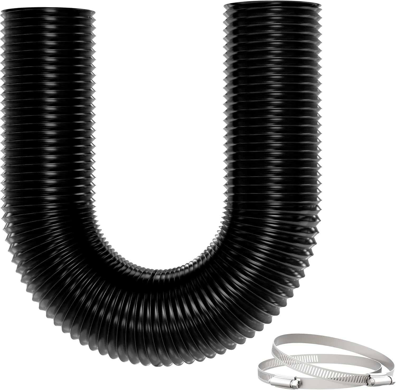 Reißfester Lüftungsschlauch 150 Mm X 3 M, 5 Isolierschichten, Geräuschdämmend, Wärmeisolierend, Längenverstellbar, Geruchlos, Mit Klemmen – Ideal Für Lüftungs- Und Wärmepumpensysteme, Schwarz