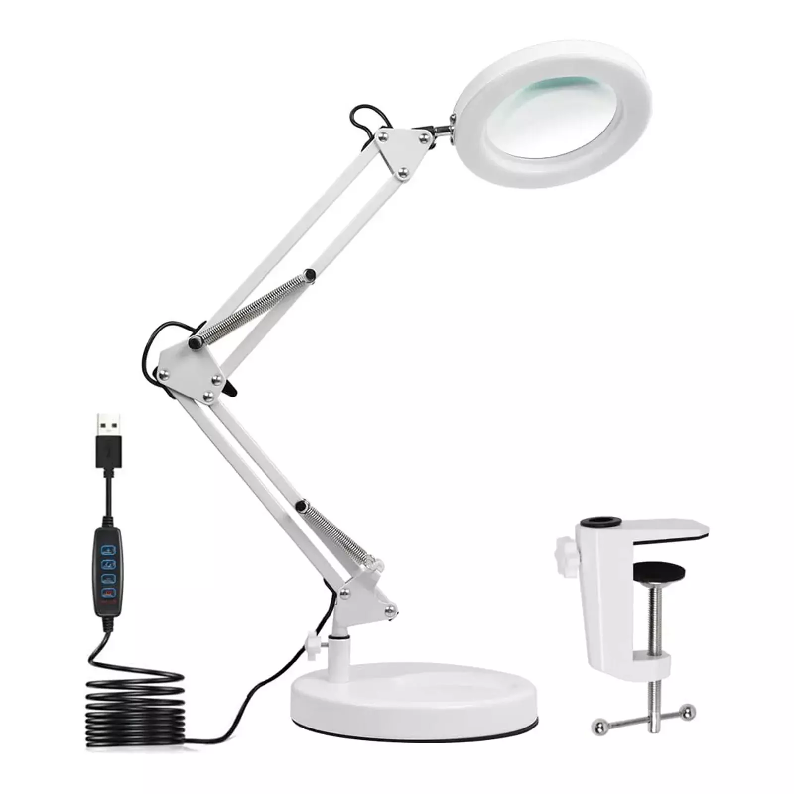 Ortviai – Led-lupenleuchte 10× Mit 72 Led – 3 Farbtemperaturen, Dimmung 10–100 % – Standfuß Und Klemme 2-in-1, Freihändig – Lesen, Nähen Und Basteln, Weiß