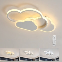Ortviai – Led-deckenleuchte Wolke Dimmbar, 3 Lichttemperaturen 3000/4000/6000 K – Fernbedienung, Dimmung 10–100 %, Memory-funktion – Kinderzimmer, Weiß