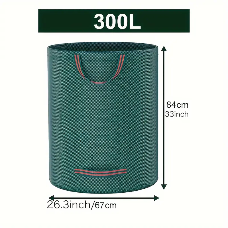 Ortviai – Gartensack Wiederverwendbar 300 Liter – Pp-beschichtetes Karogewebe, Verstärkte Geflochtene Griffe – Laub Und Grünabfälle