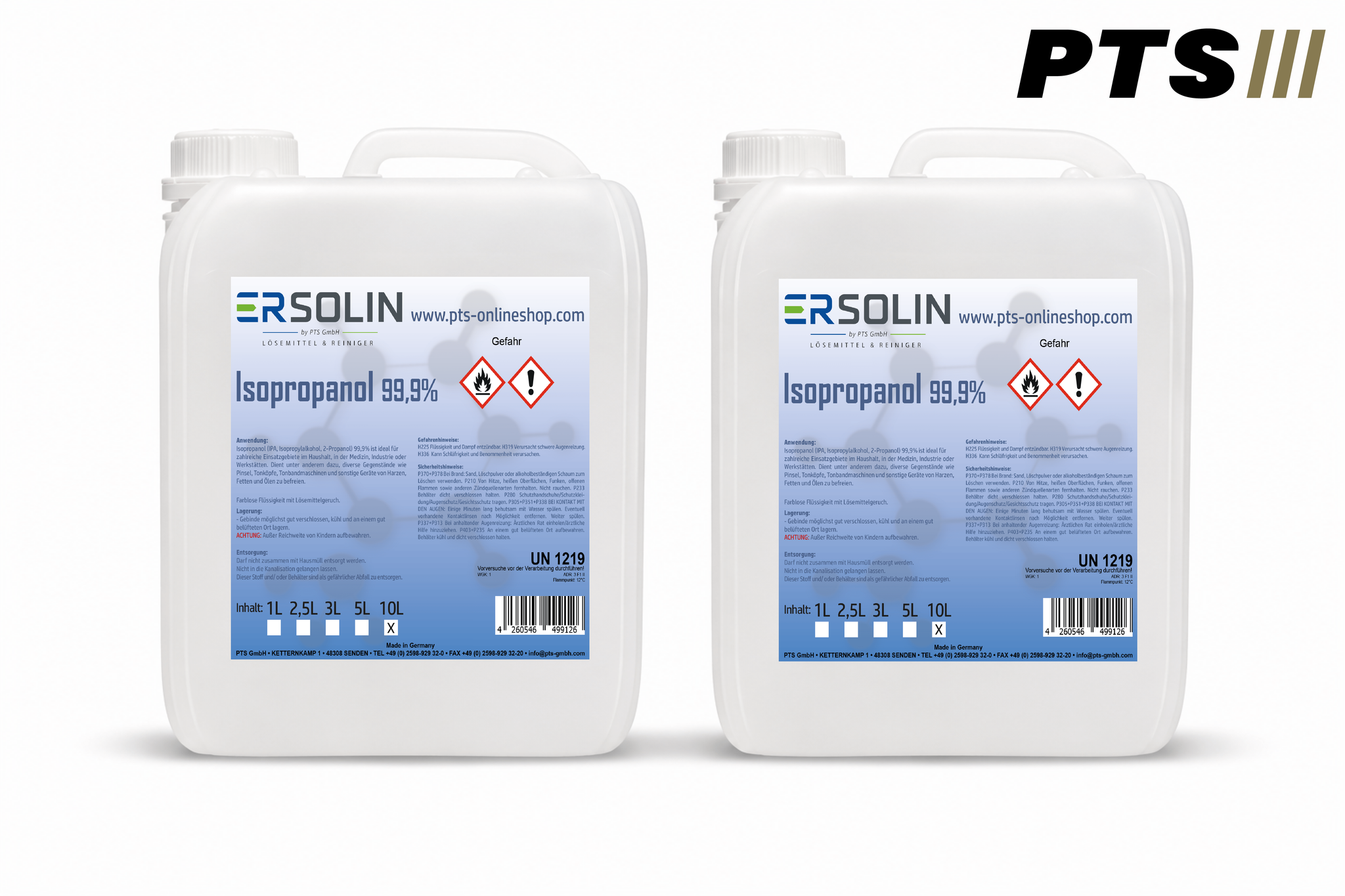 Isopropanol 99,9%(ipa, Isopropylalkohol, 2-propanol) 20 Liter (2 X 10 L) Kanister Ersolin