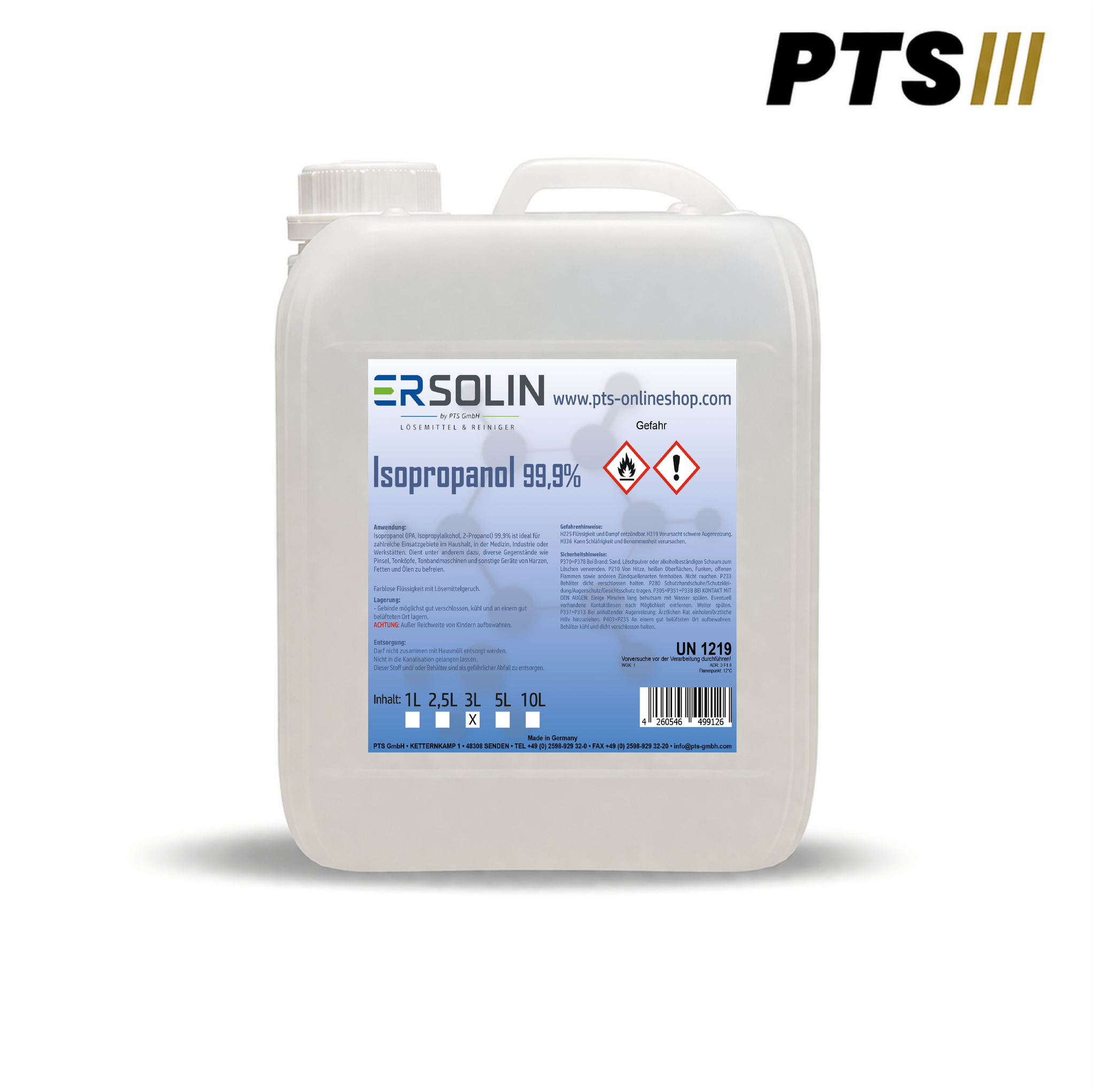 Isopropanol 99,9% 3l Ergiebig Ipa Entfetter Reiniger