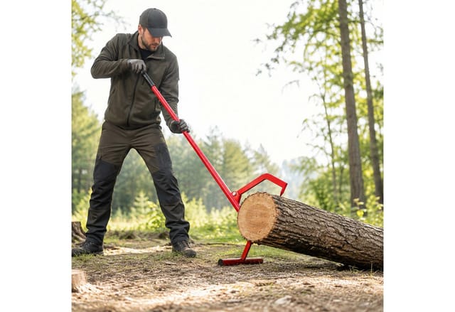 Relaxdays Fällheber, Mit Wendehaken, Baumstämme Bis 40 Cm, Rutschfester Griff, Stahl, Forstwirtschaft, Holzgreifer, Rot