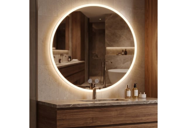 Relaxdays Badspiegel, Dimmbarer Led-spiegel, 3 Licht-modi, Anti-beschlag, Ip44, Runder Badezimmerspiegel, D: 60 Cm, Glas