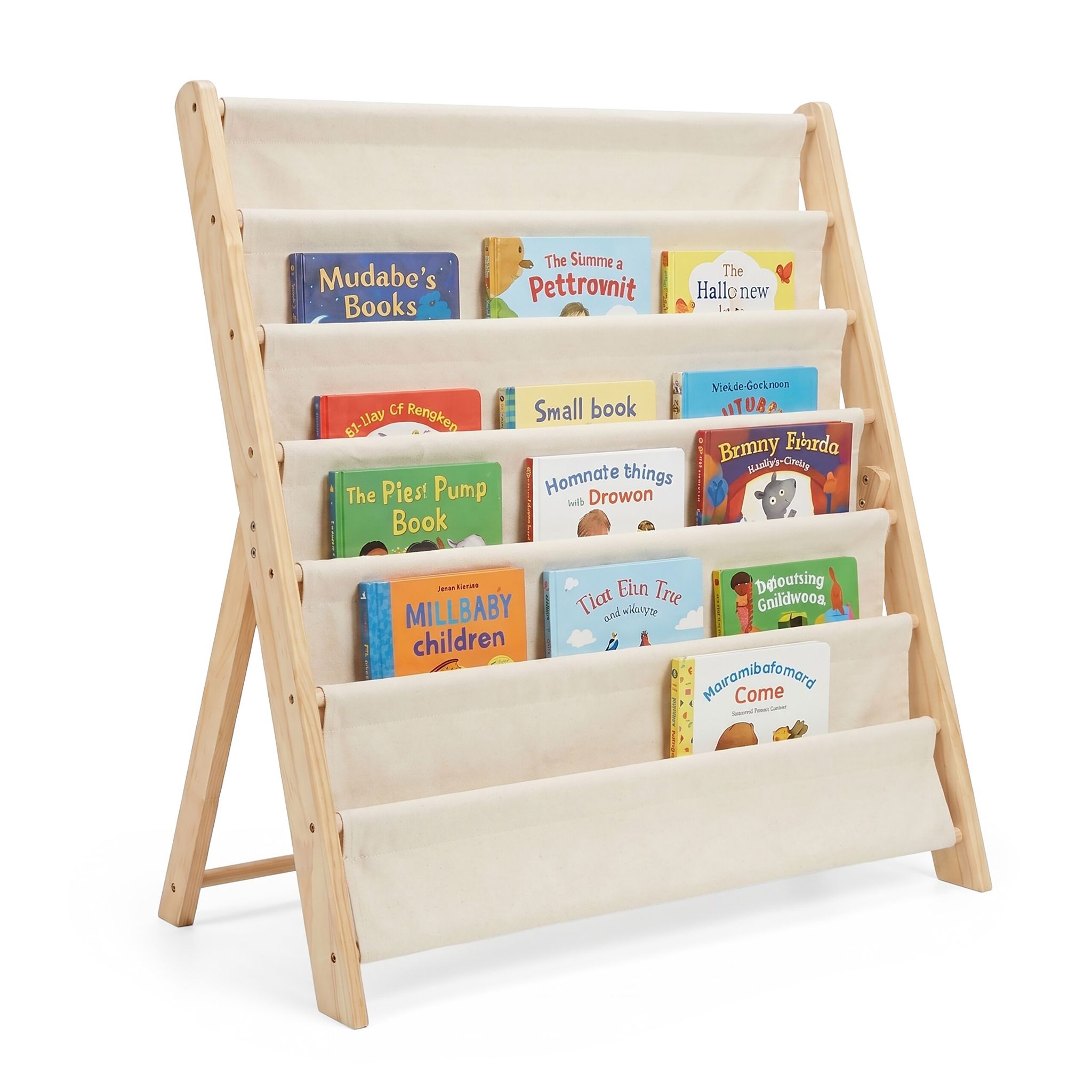 Relaxdays Bücherregal Kinder, Holz, 6 Stofffächer, Hxbxt: 80 X 75 X 30 Cm, Kinderbücherregal, Kinderregal, Weiß/natur