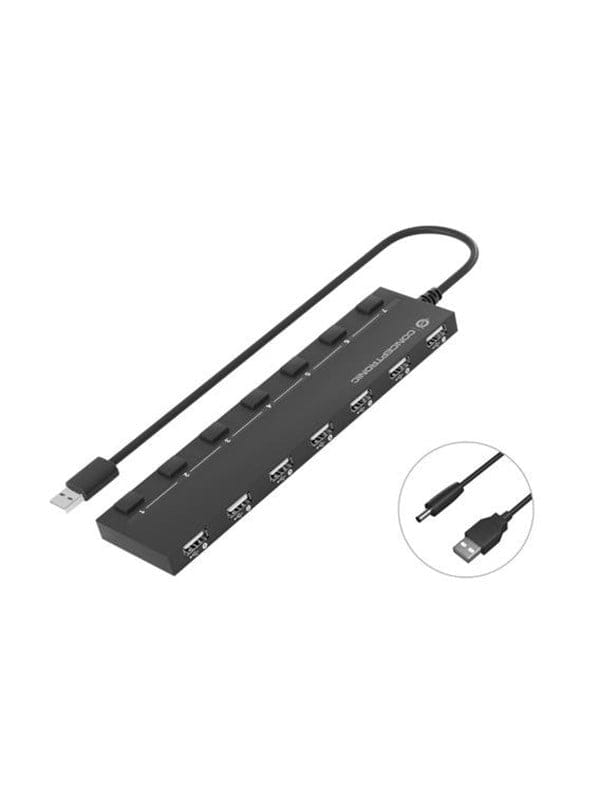 Conceptronic HUBBIES08B - hub USB-Hubs - Schwarz