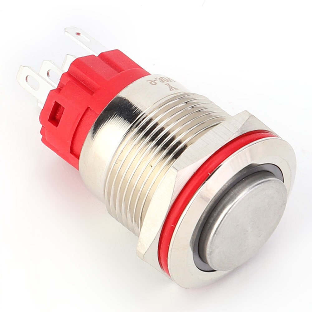 Interrupteur À Bouton-poussoir Métallique Dc930v 19mm 1no 1nc À Verrouillage Automatique Avec Voyant Jaune (anneau À Tête Haute À Verrouillage Automatique)