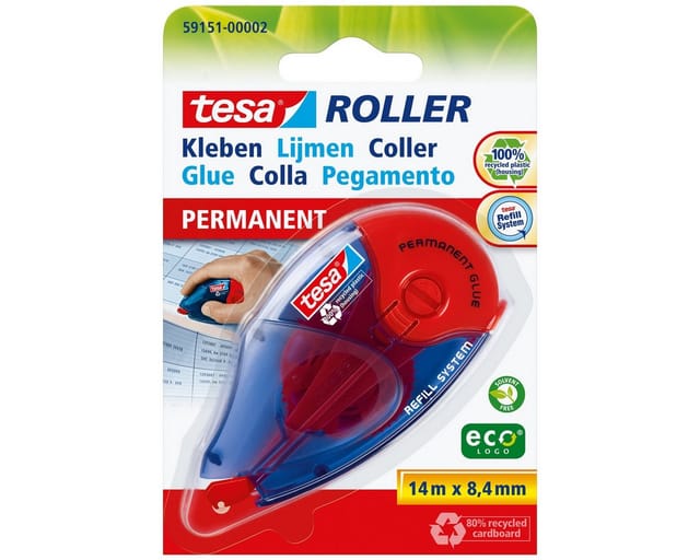 tesa Roller permanent Permanent Gluing ecoLogo 14m x 8.4mm