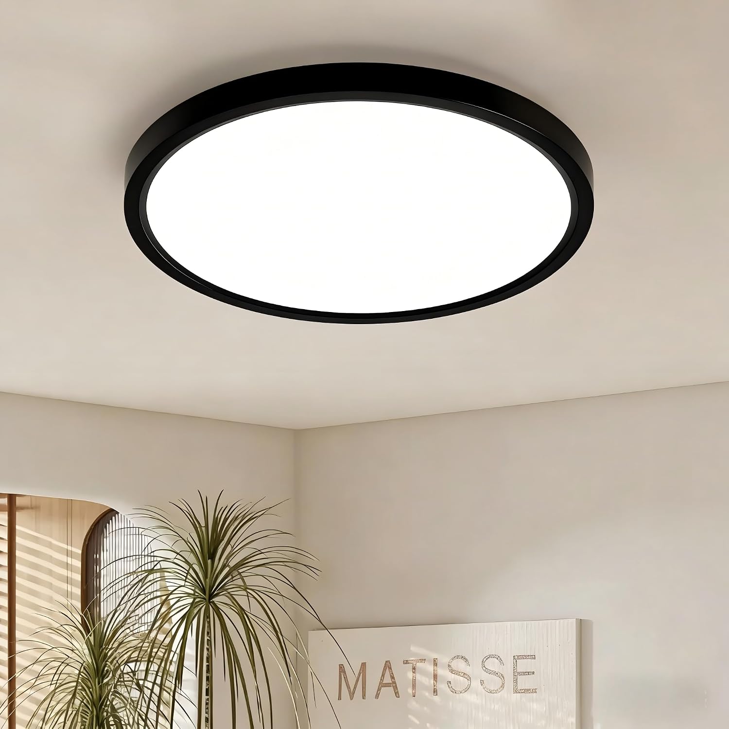 Led Deckenleuchte Schwarz Flach Rund Ø50cm 4000k Neutralweiß
