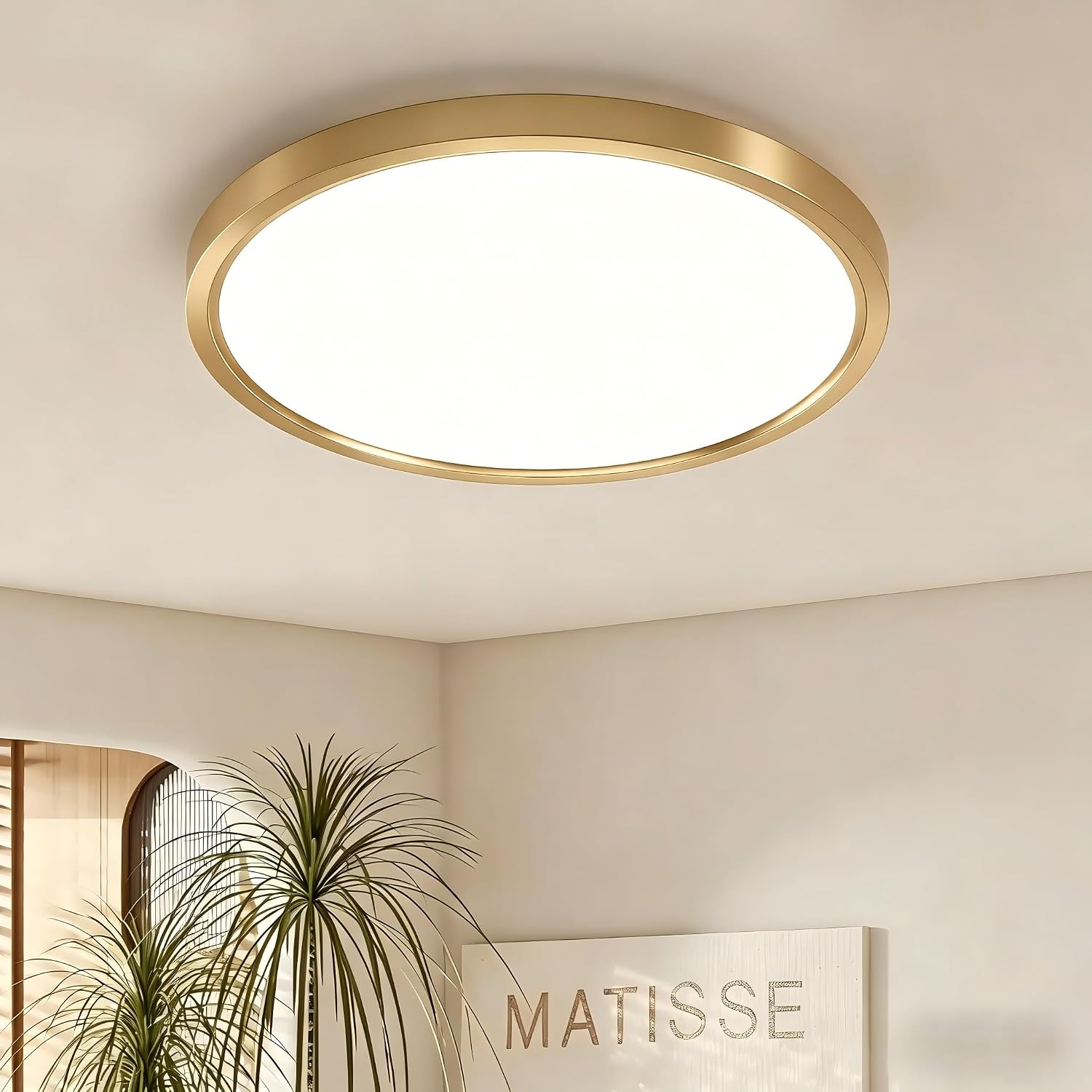 Led Deckenleuchte Golden Flach Rund Ø50cm 4000k Neutralweiß