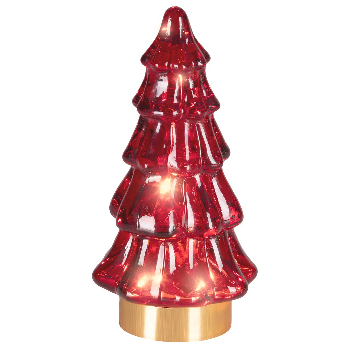 Batt. Micro Led Glasbaum Rot 5 Etag. Ø 6 Cm H: 12,8 Cm Ww