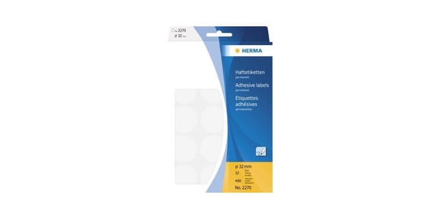 HERMA Vielzwecketiketten/Farbpunkte Ø 32 mm, rund, weiß, permanent haftend, zur Handbeschriftung