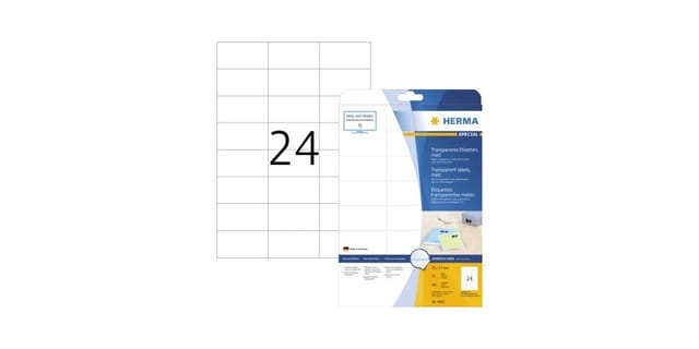 HERMA Transparente Folien-Etiketten, matt, A4, 70 x 37 mm, wetterfest, permanent haftend