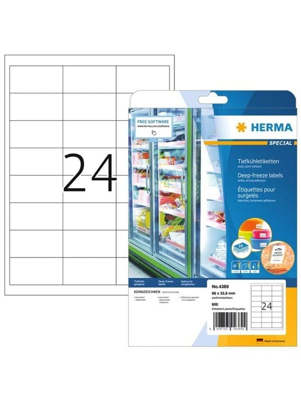 HERMA Tiefkühletiketten A4, 66 x 33,8 mm, weiß, tiefkühlfest, permanent haftend