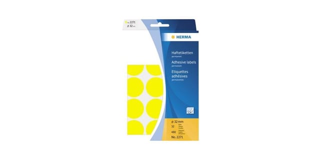 HERMA Vielzwecketiketten/Farbpunkte Ø 32 mm, rund, gelb, permanent haftend, zur Handbeschriftung