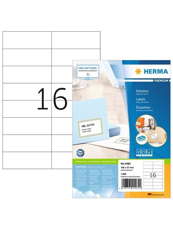 HERMA PREMIUM Etiketten A4, 105 x 37 mm, weiß, permanent haftend
