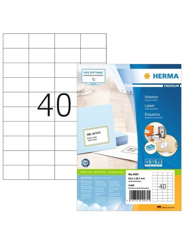 HERMA PREMIUM Etiketten A4, 52,5 x 29,7 mm, weiß, permanent haftend