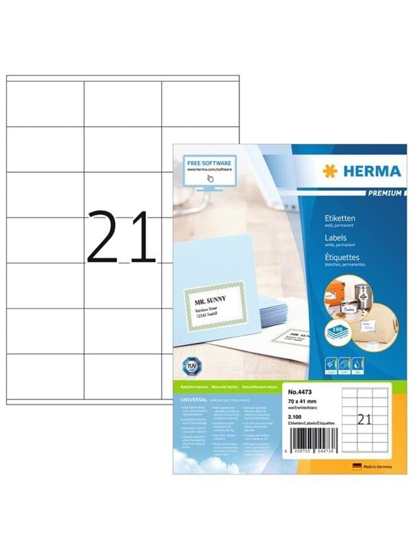 HERMA PREMIUM Etiketten A4, 70 x 41 mm, weiß, permanent haftend