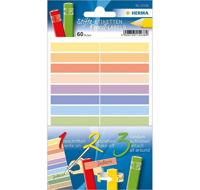 HERMA Pencil labels as name stickers for coloured pencils 10 x 46 mm self-adhesive